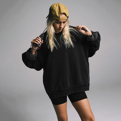 Oversized Crewneck Sweatshirt with Drop Shoulder and Ribbed Trim
