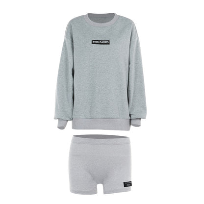 Loose Graphic Sweatshirt and High-Waist Shorts Two-Piece Set
