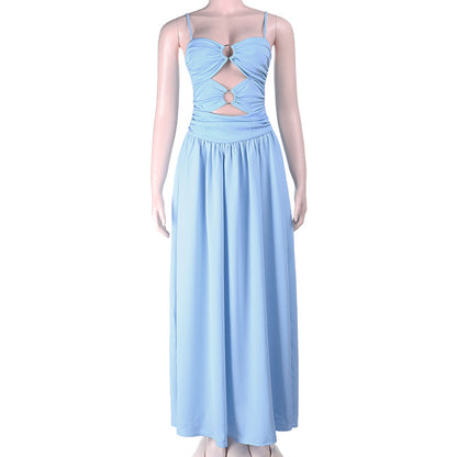 A-Line Maxi Dress with Front Cut-Outs and Pleated Detail