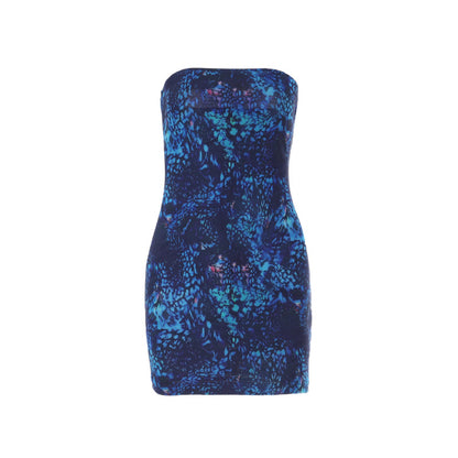 Strapless Backless Bodycon Mini Dress with Geometric Print