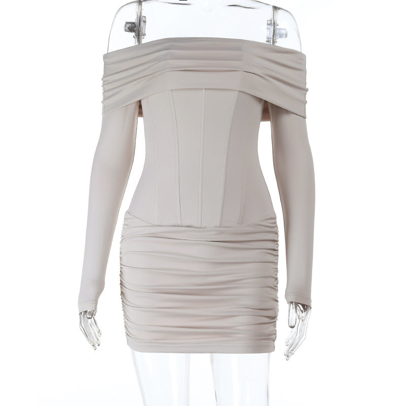 Off-Shoulder Bodycon Mini Dress with Corset Detail