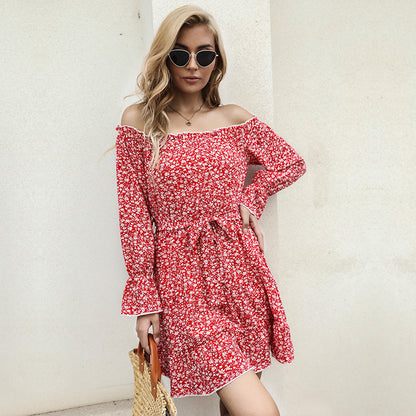 Floral Off-the-Shoulder Mini Dress with Tiered Skirt
