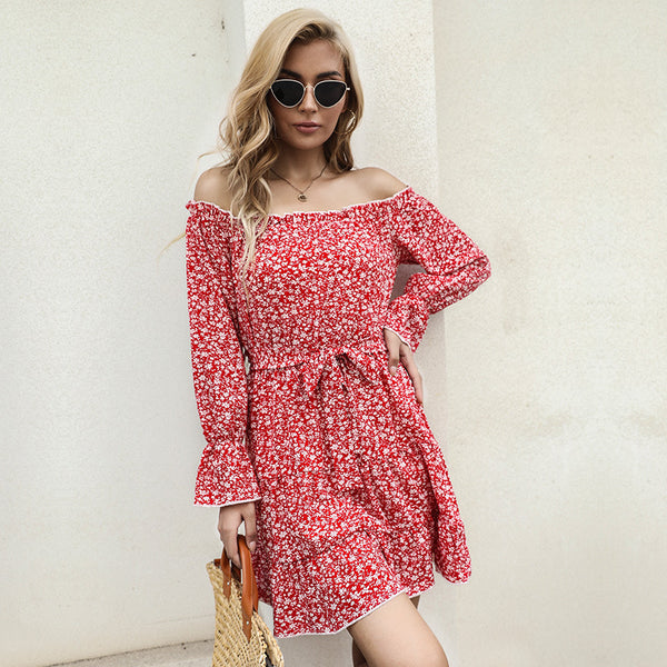 Floral Off-the-Shoulder Mini Dress with Tiered Skirt