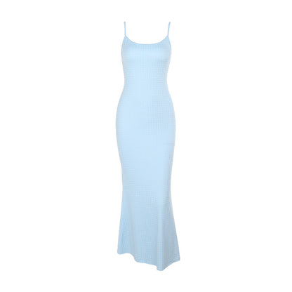 Rhinestone-Embellished Bodycon Maxi Dress with Spaghetti Straps