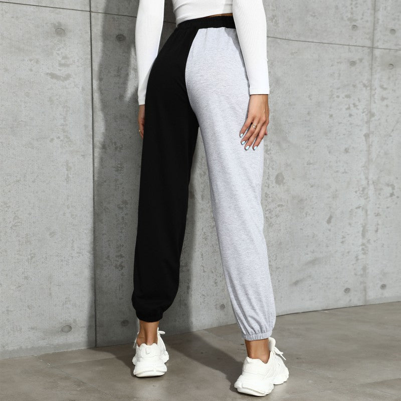 Color-Block High-Waist Joggers with Drawstring