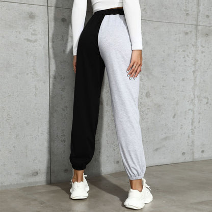Color-Block High-Waist Joggers with Drawstring
