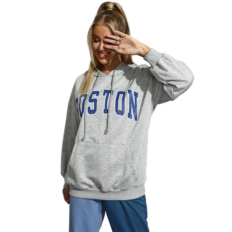 Oversized Letter Print Hoodie with Kangaroo Pocket