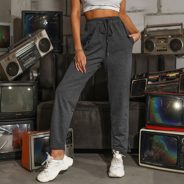High-Waist Straight-Leg Lounge Pants with Drawstring