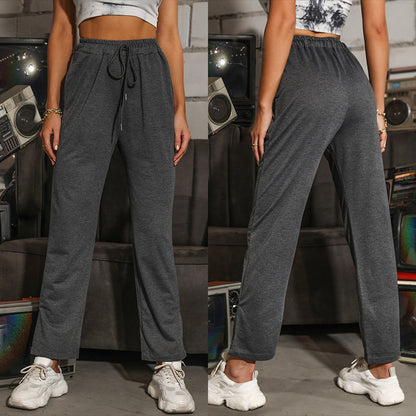 High-Waist Straight-Leg Lounge Pants with Drawstring