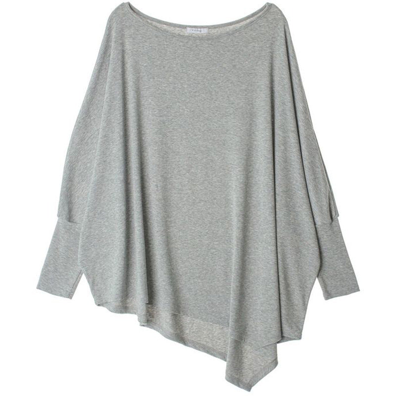 Oversized Batwing Sleeve Top with Asymmetrical Hem