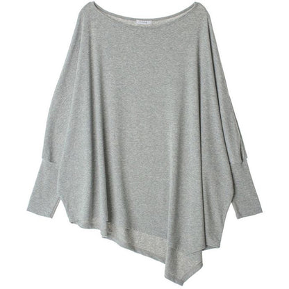Oversized Batwing Sleeve Top with Asymmetrical Hem
