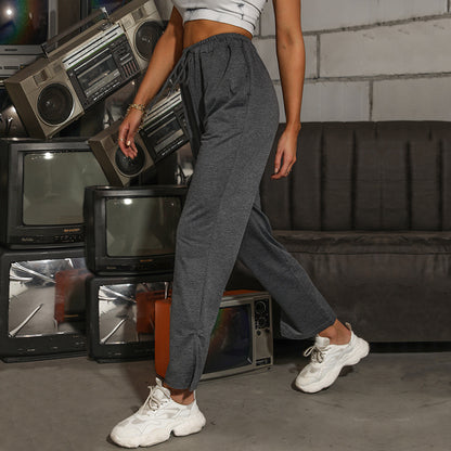 High-Waist Straight-Leg Lounge Pants with Drawstring