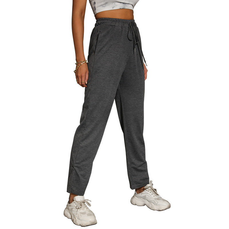 High-Waist Straight-Leg Lounge Pants with Drawstring