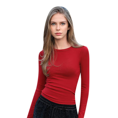 Slim Fit Long Sleeve Top with Lace-Up Back and Bow Detail