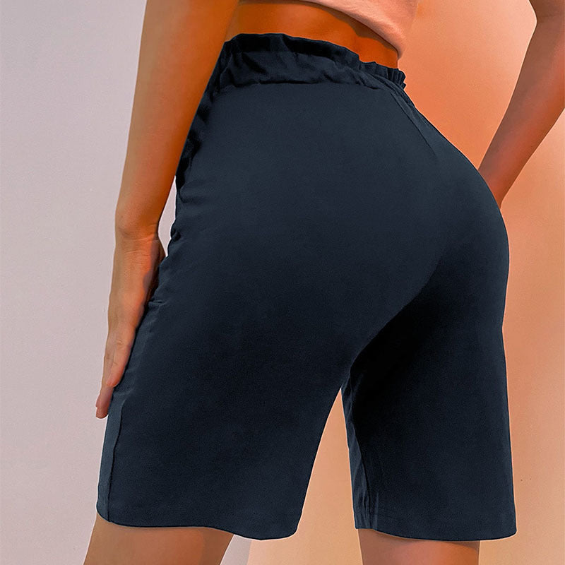 Straight-Leg Bermuda Shorts with High Drawstring Waist