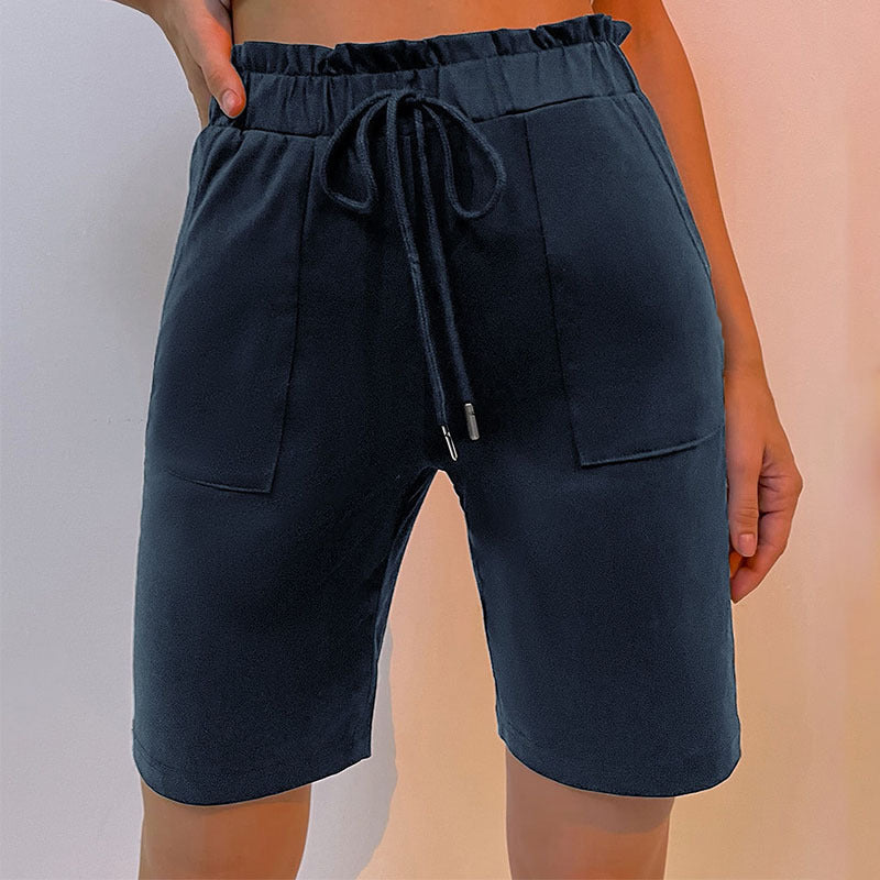 Straight-Leg Bermuda Shorts with High Drawstring Waist