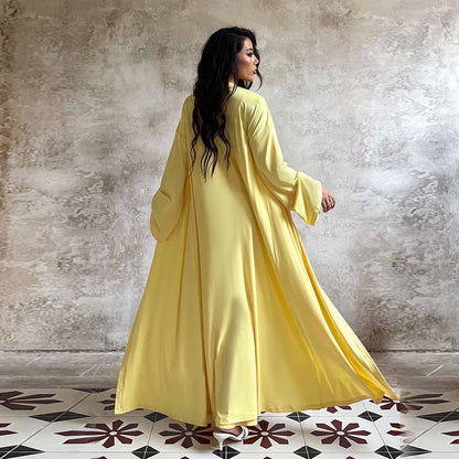 Solid Bodycon Maxi Dress and Long Cardigan Two-Piece Set