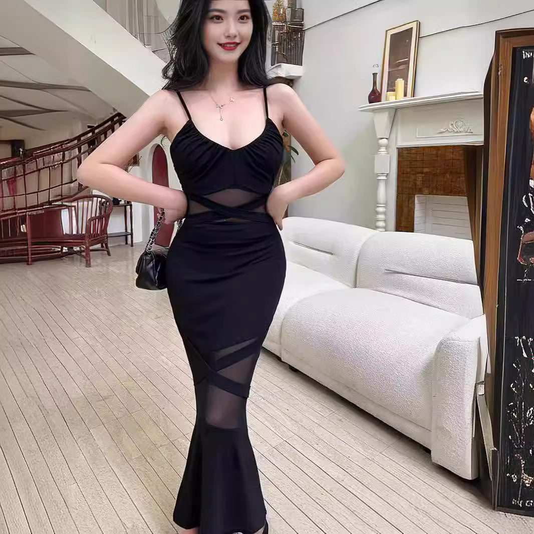 Mesh Fishtail Bodycon Dress Slimming Fit
