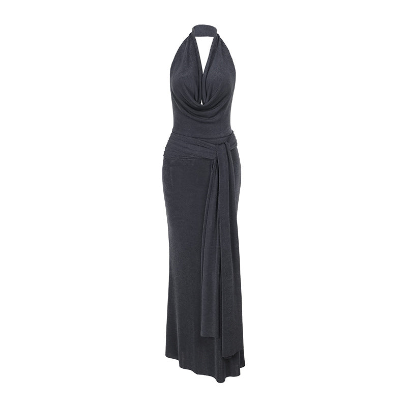 Backless Slim Fit Ribbon Strap Dress Elegant