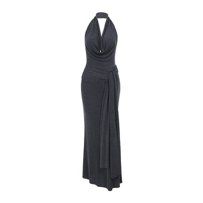 Backless Slim Fit Ribbon Strap Dress Elegant