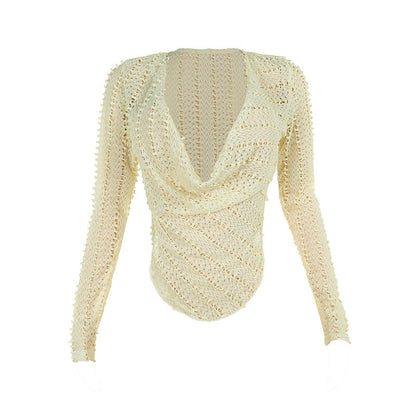 Long Sleeve Pocket Collar Top Street