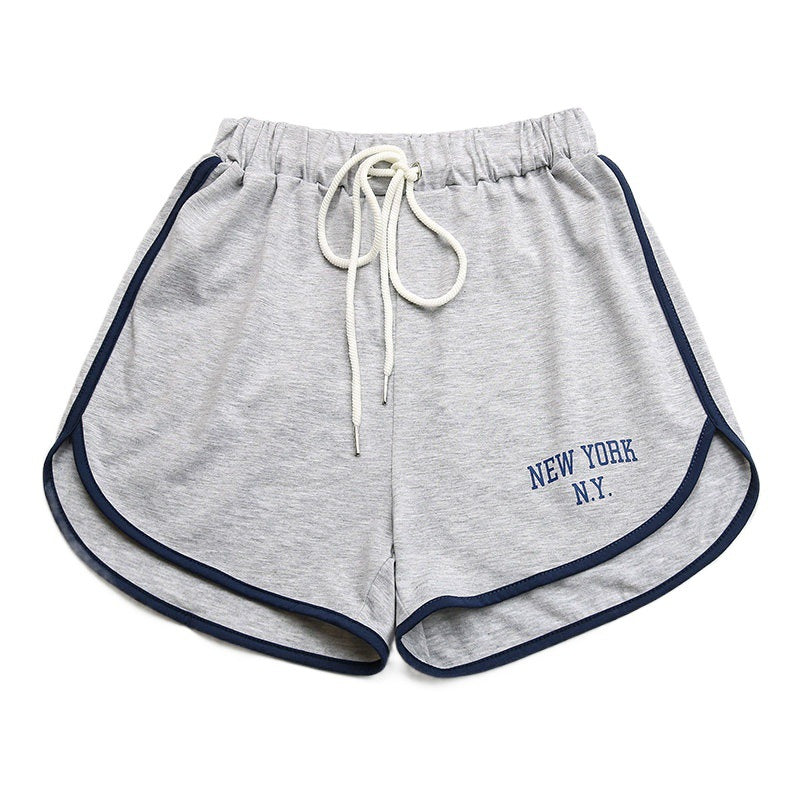 High-Waist Dolphin Shorts with Letter Print and Contrast Trim