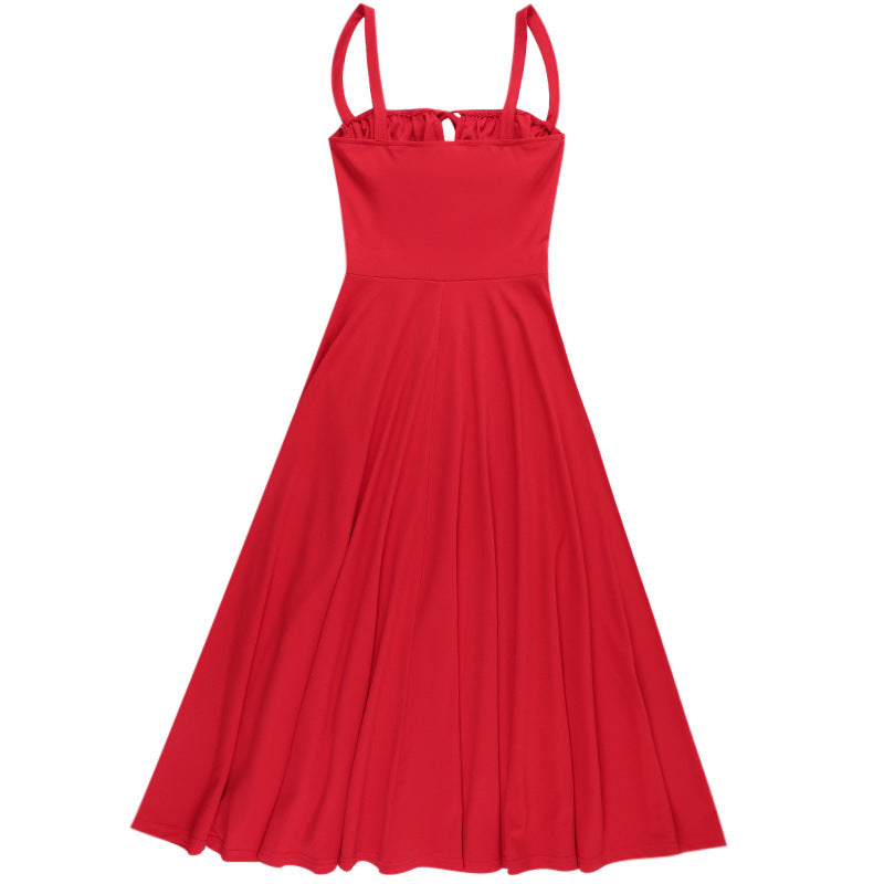 Solid A-Line Maxi Dress with Corset Bodice and Ruched Bust