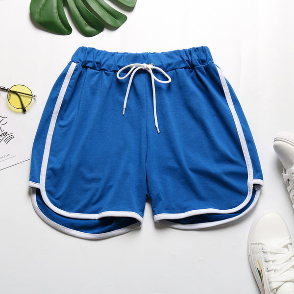 Loose High-Waist Shorts with Dolphin Hem and Contrast Piping