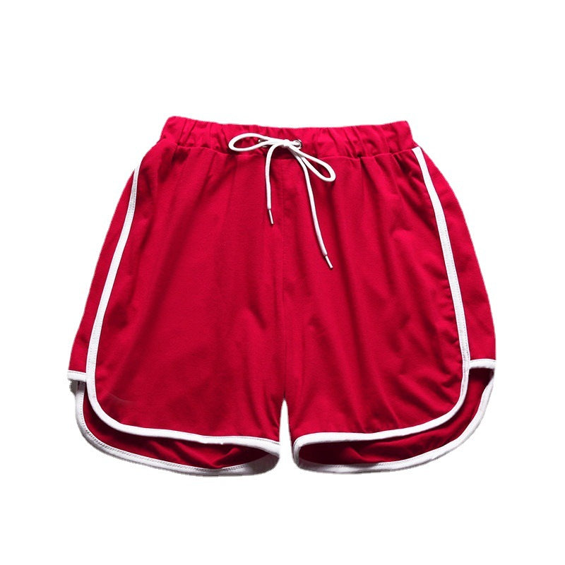 Loose High-Waist Shorts with Dolphin Hem and Contrast Piping