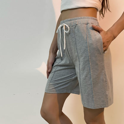 Straight-Leg High-Waist Shorts with Drawstring and Pleats