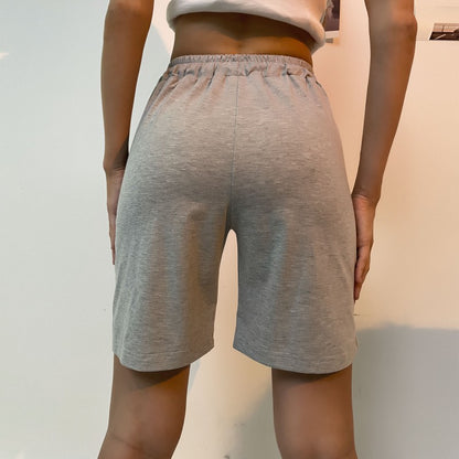 Straight-Leg High-Waist Shorts with Drawstring and Pleats