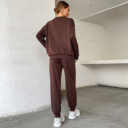 Long-Sleeved Letter Print Sweatshirt and Joggers Set