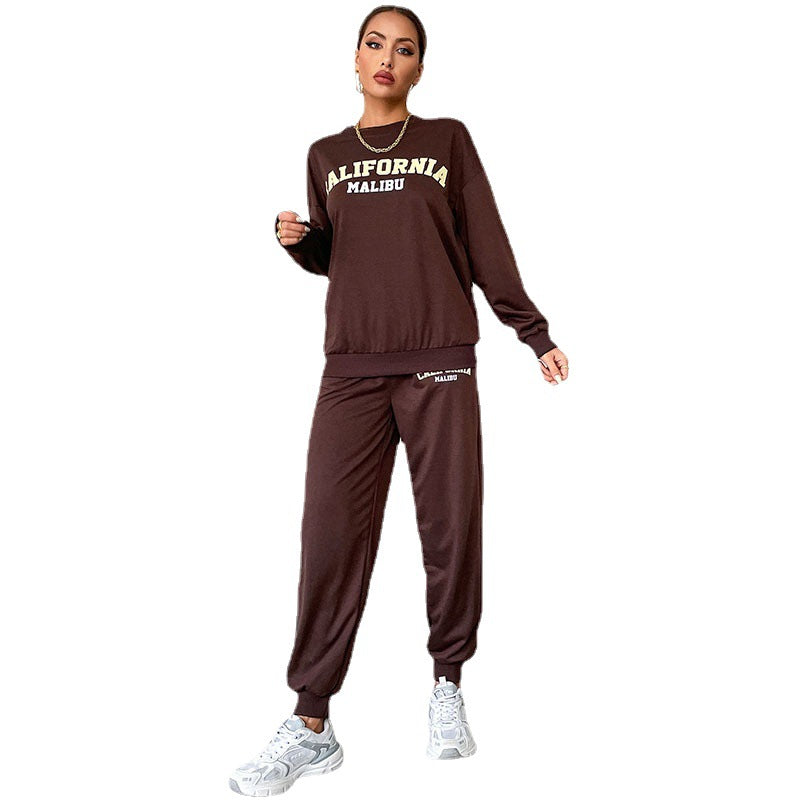 Long-Sleeved Letter Print Sweatshirt and Joggers Set