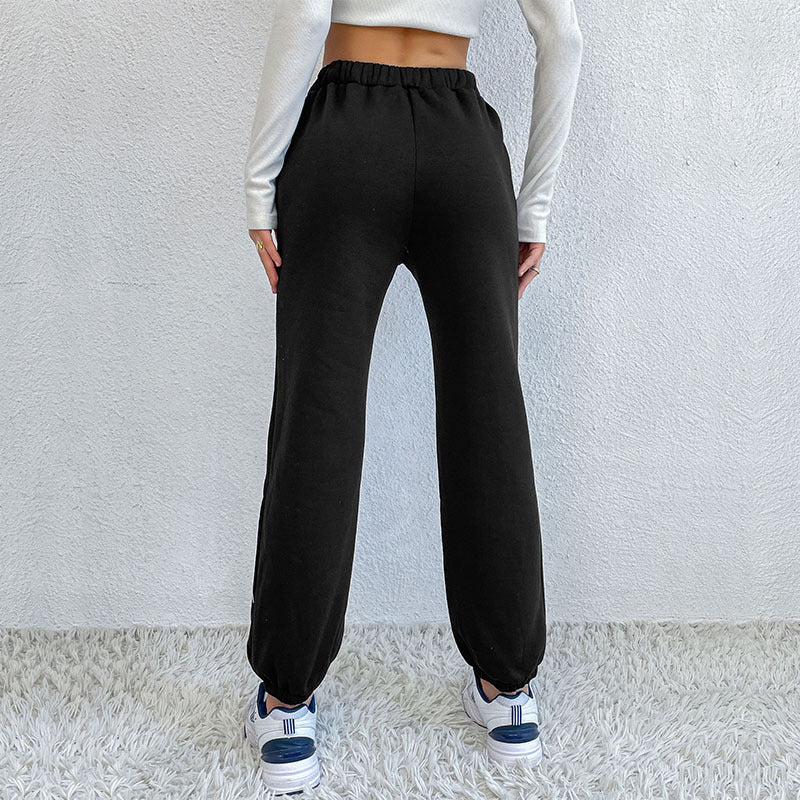 Butterfly Print High-Waist Sweatpants with Pockets