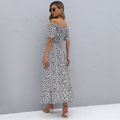 Floral Off-the-Shoulder Dress with High-Low Ruffle Hem