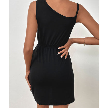 Bodycon Mini Dress with Draped Neck and Wrap Skirt