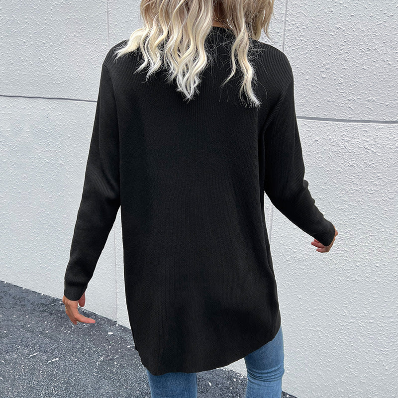 Thin Knit Longline Cardigan with Button Front