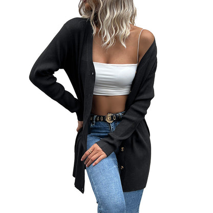Thin Knit Longline Cardigan with Button Front