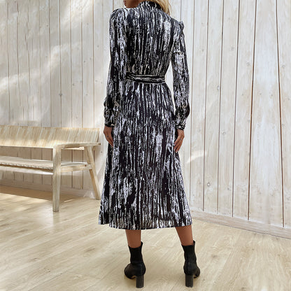 Tie-Dye Shirt Dress with Tie-Waist and Side Slit