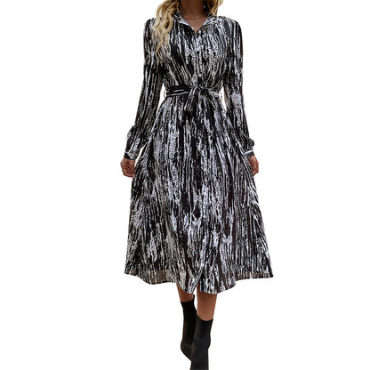 Tie-Dye Shirt Dress with Tie-Waist and Side Slit