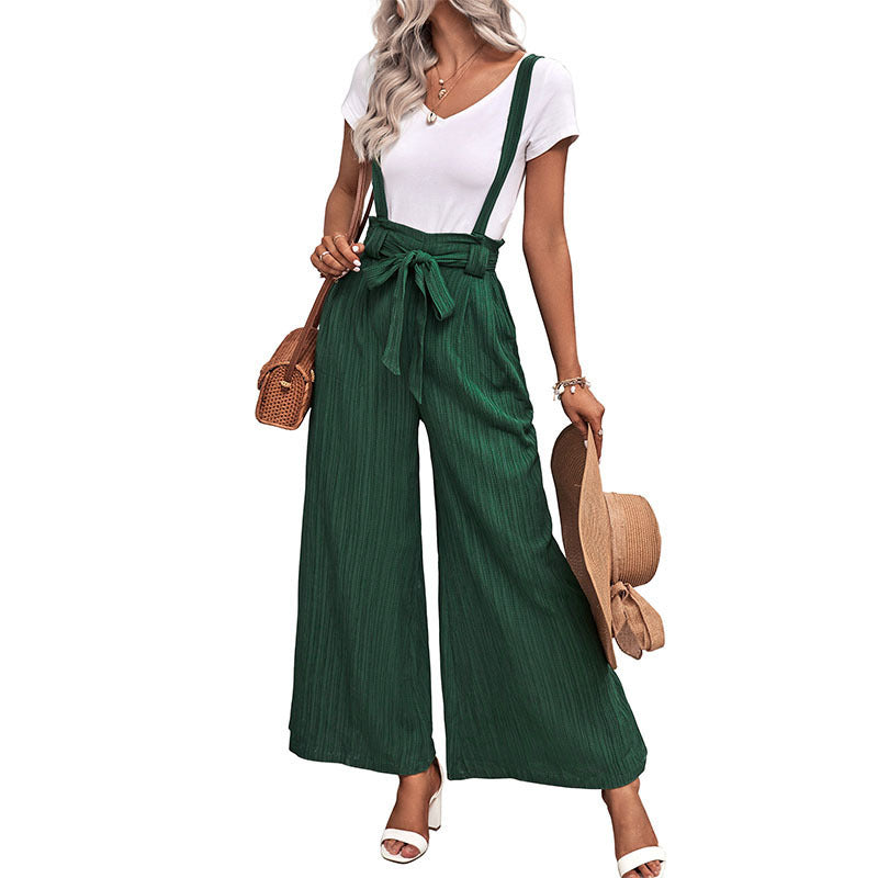 Wide-Leg Overalls with Adjustable Suspenders and Tie-Waist
