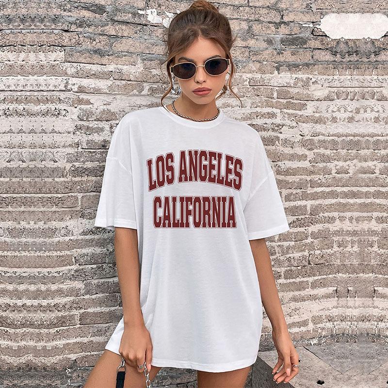 Oversized Letter Print T-Shirt with Crewneck