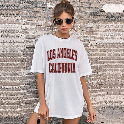 Oversized Letter Print T-Shirt with Crewneck