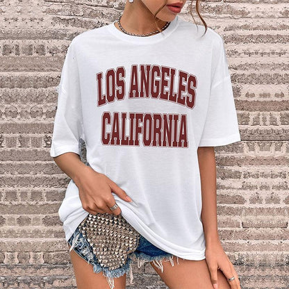 Oversized Letter Print T-Shirt with Crewneck