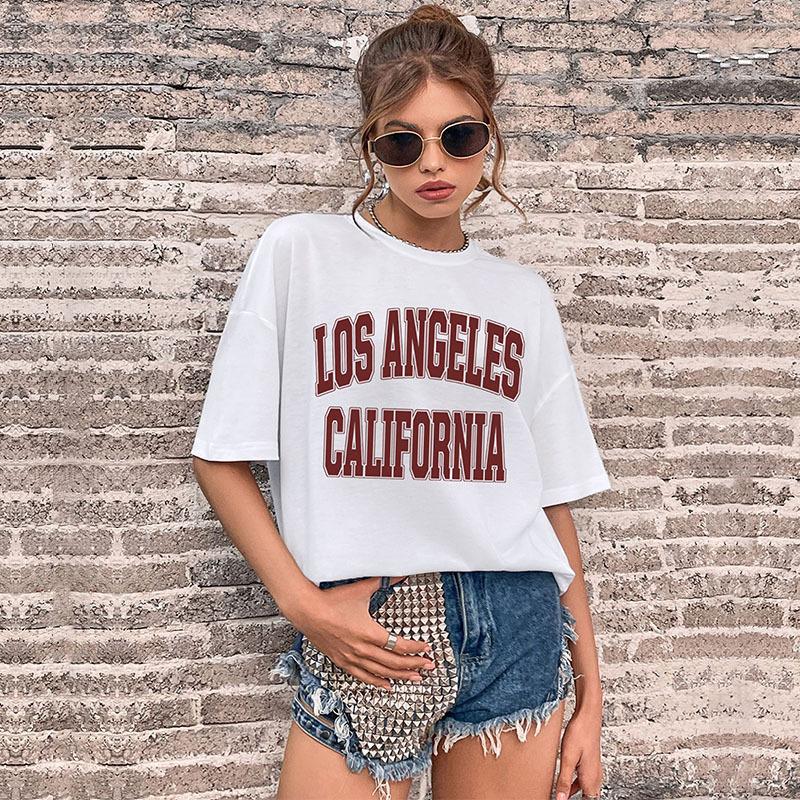 Oversized Letter Print T-Shirt with Crewneck