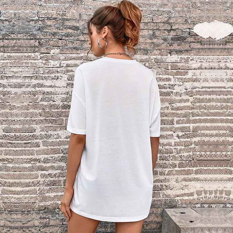 Oversized Letter Print T-Shirt with Crewneck