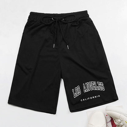 Black Printed Casual Shorts with Drawstring Waist