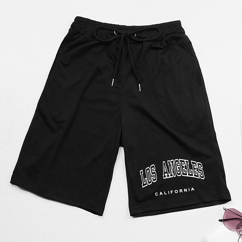 Black Printed Casual Shorts with Drawstring Waist