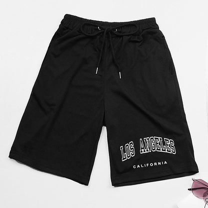 Black Printed Casual Shorts with Drawstring Waist
