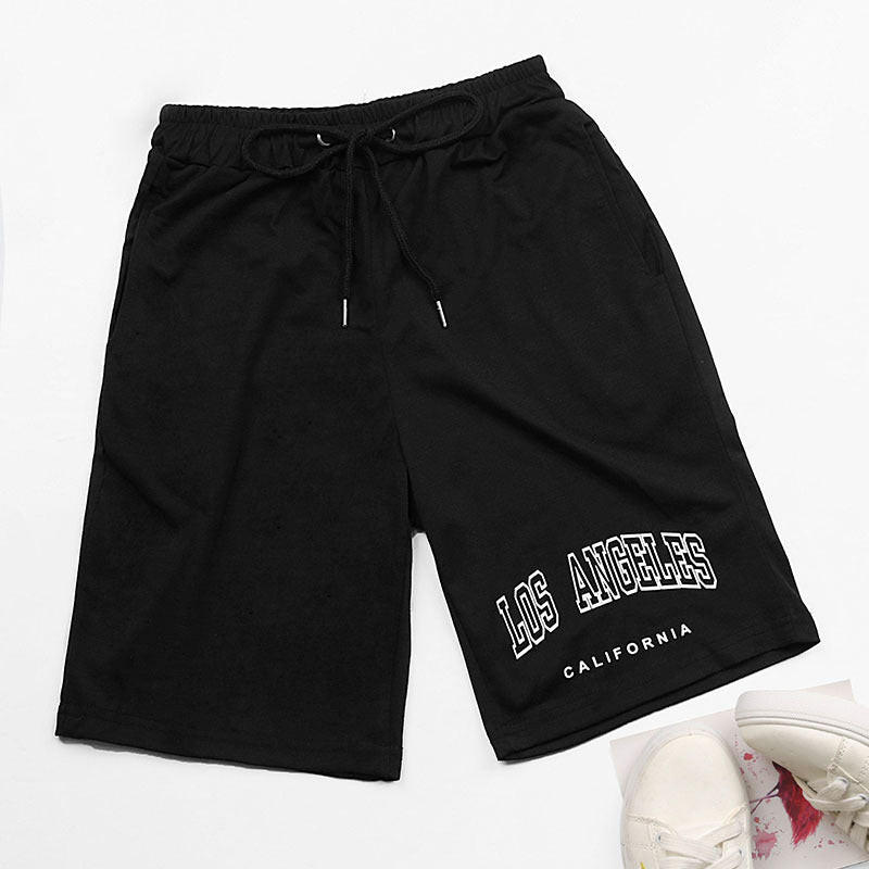 Black Printed Casual Shorts with Drawstring Waist